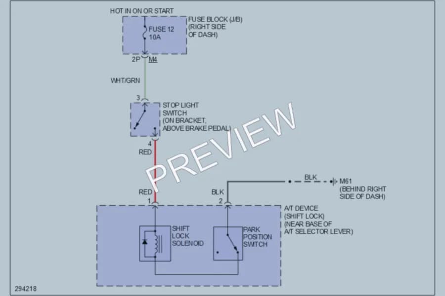 2008 Nissan Xterra Shift Interlock wiring diagram preview