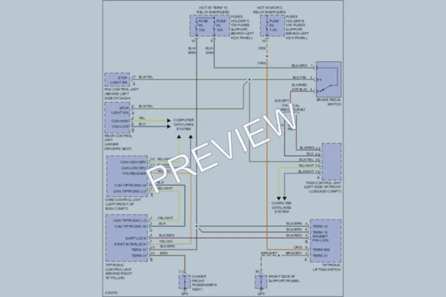 2008 Porsche 911 Shift Interlock wiring diagram preview