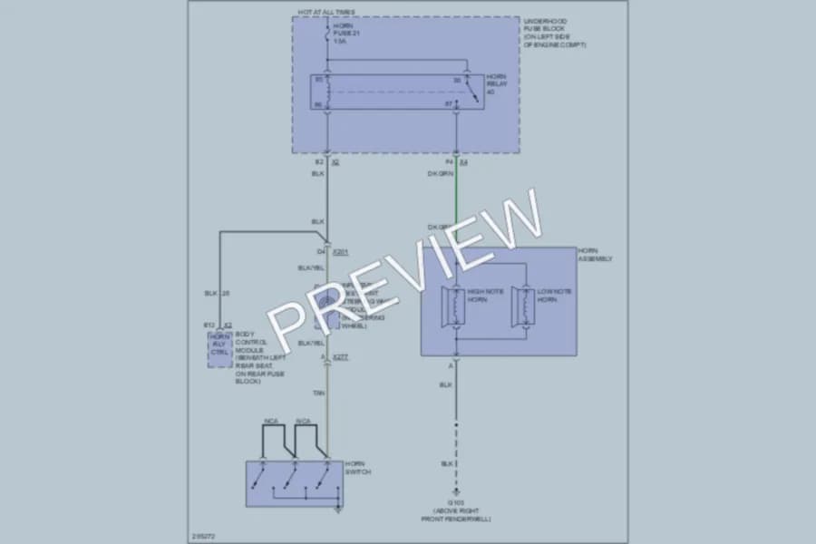 2008 Saab 97X Horn wiring diagram preview