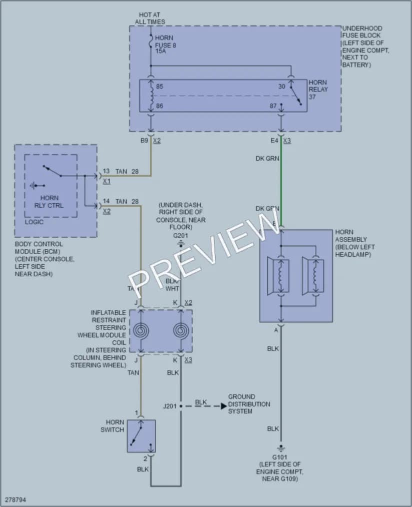 2008 Saturn Aura Horn wiring diagram preview