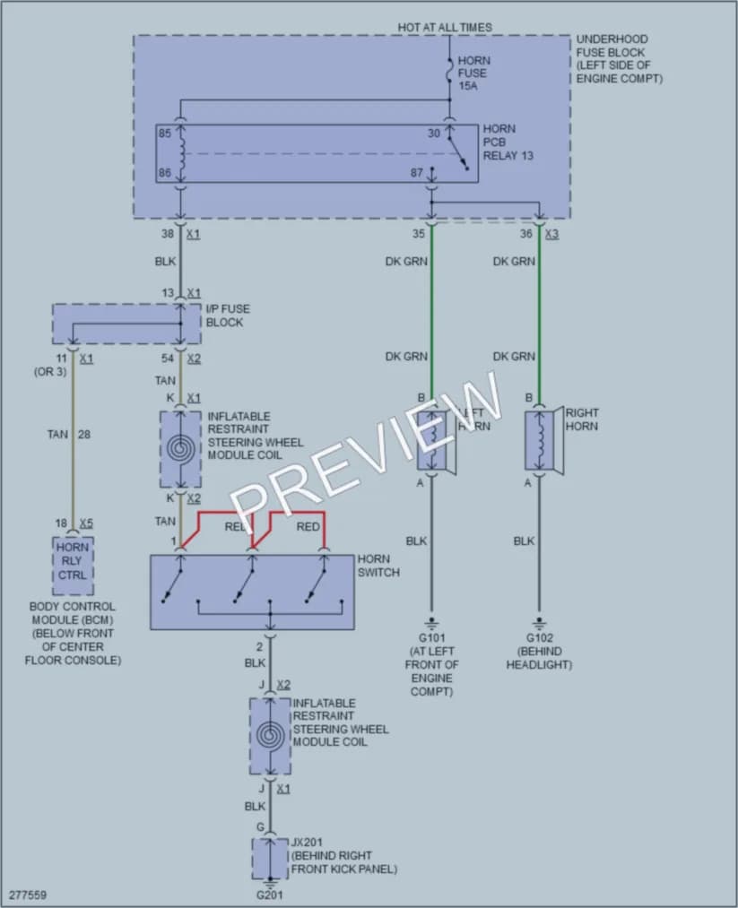 2008 Saturn VUE Horn wiring diagram preview
