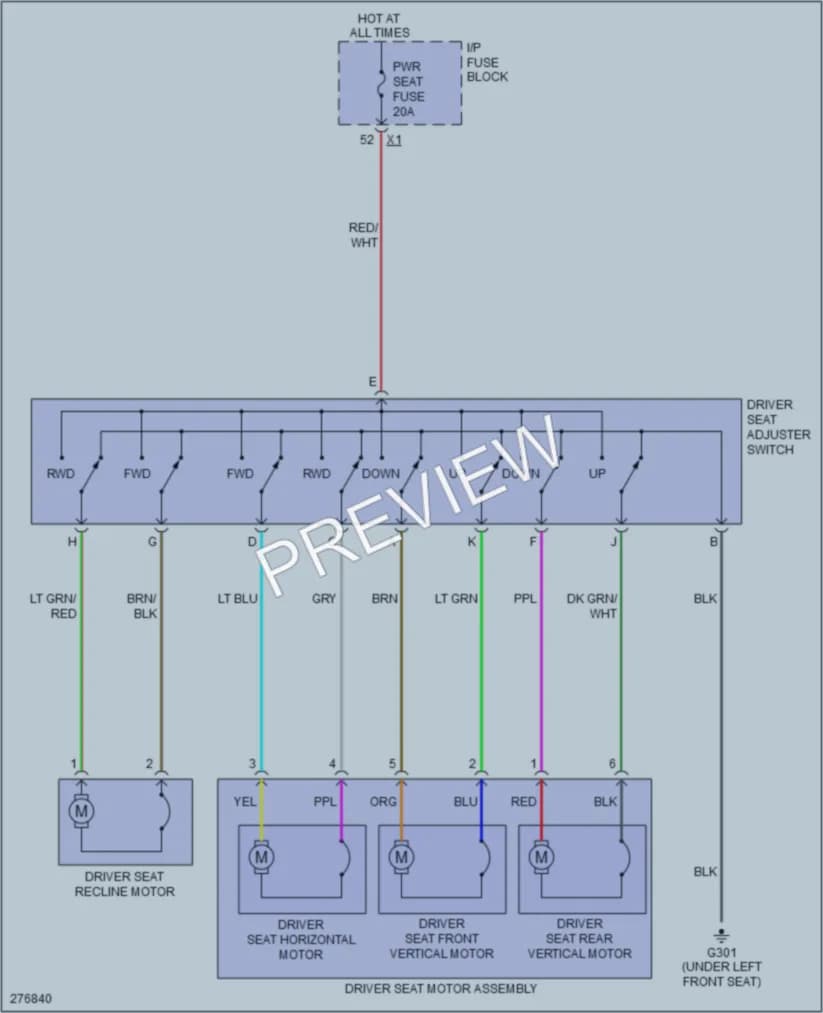 2008 Saturn VUE Power Seats wiring diagram preview