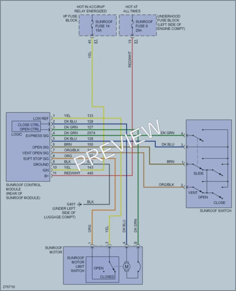 2008 Saturn VUE Power Top Sunroof wiring diagram preview