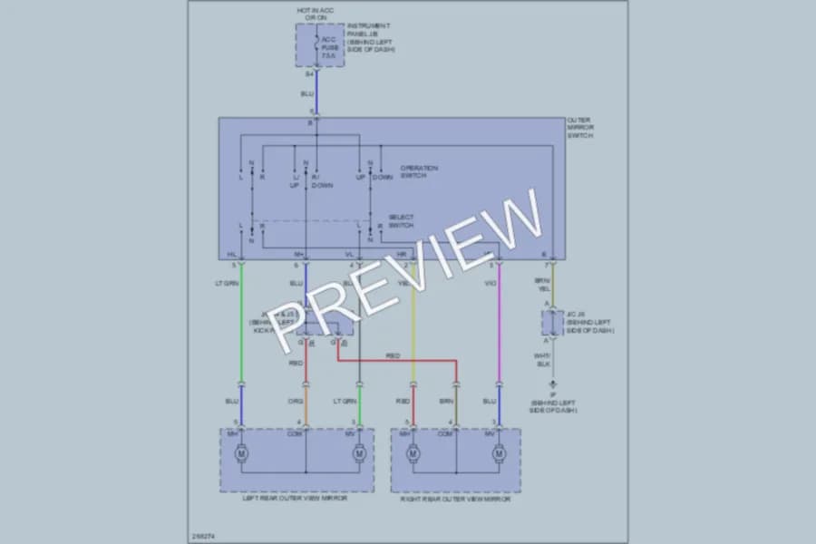 2008 Scion tC Power Mirrors wiring diagram preview