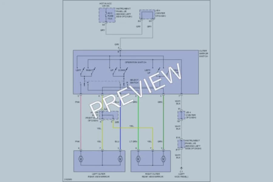 2008 Scion xB Power Mirrors wiring diagram preview