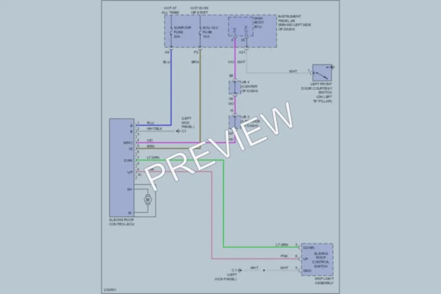 2008 Scion xB Power Top Sunroof wiring diagram preview