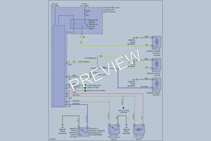 2008 Smart fortwo Trunk Tailgate Fuel Door wiring diagram preview