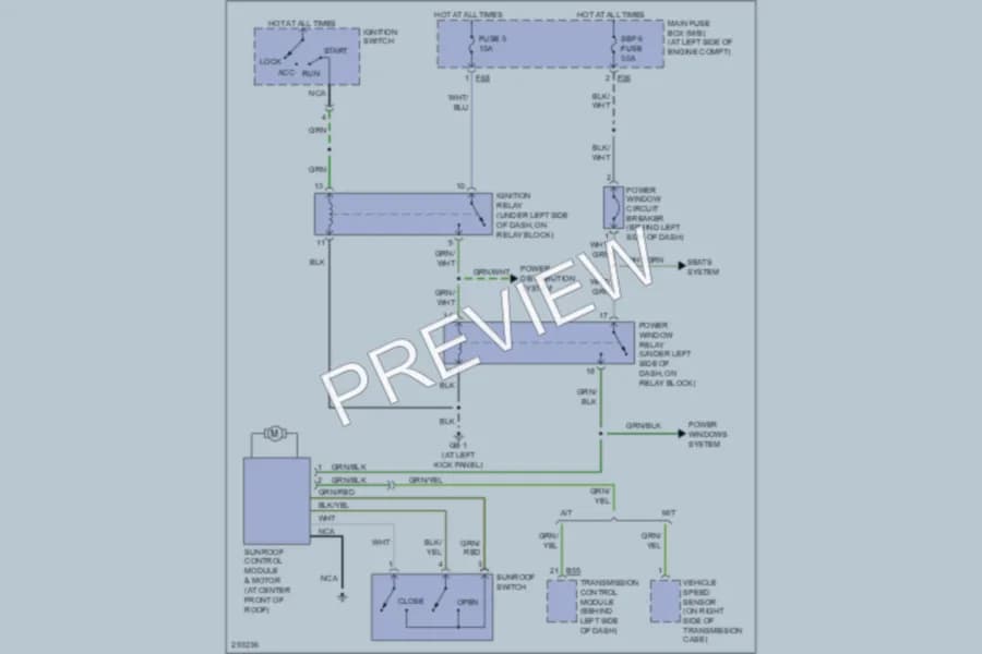 2008 Subaru Forester Power Top Sunroof wiring diagram preview