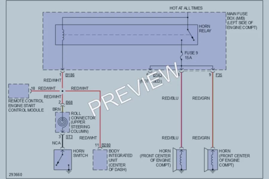 2008 Subaru Legacy Horn wiring diagram preview