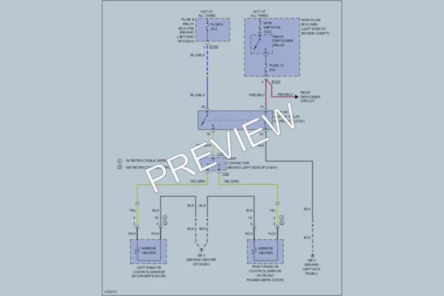 2008 Subaru Tribeca Defoggers wiring diagram preview