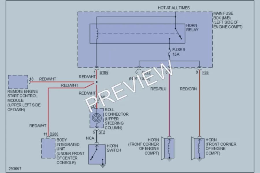2008 Subaru Tribeca Horn wiring diagram preview