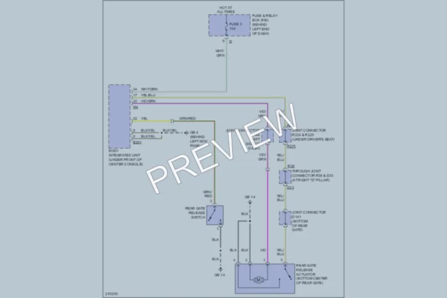 2008 Subaru Tribeca Trunk Tailgate Fuel Door wiring diagram preview