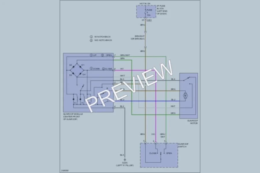 2008 Suzuki Forenza Power Top Sunroof wiring diagram preview