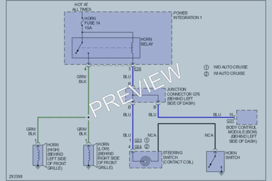 2008 Suzuki GrandVitara Horn wiring diagram preview