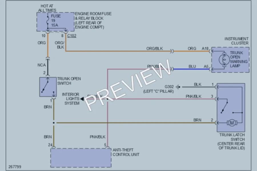2008 Suzuki Reno Trunk Tailgate Fuel Door wiring diagram preview