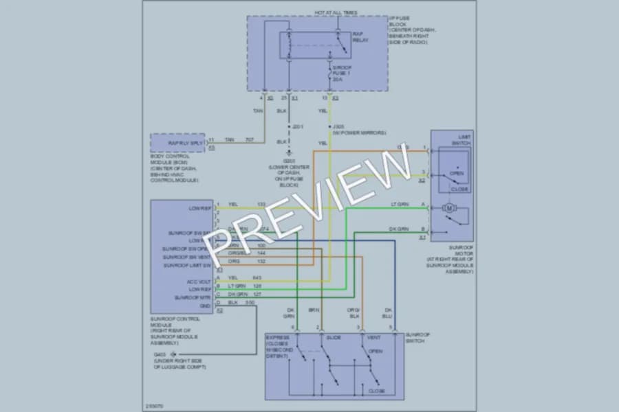 2008 Suzuki XL7 Power Top Sunroof wiring diagram preview
