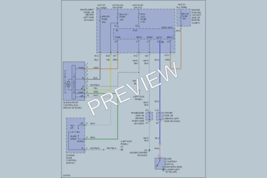 2008 Toyota Avalon Power Top Sunroof wiring diagram preview