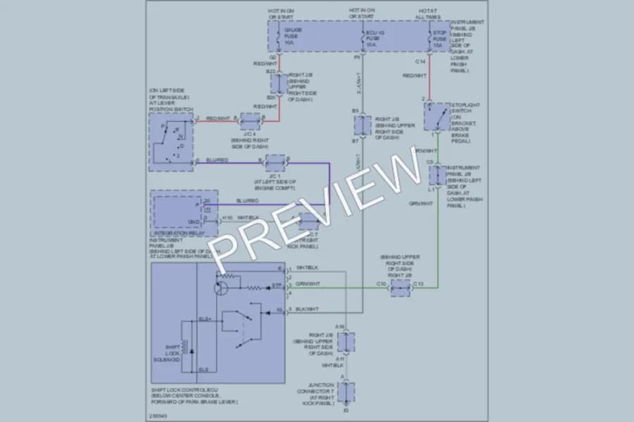 2008 Toyota Corolla Shift Interlock wiring diagram preview