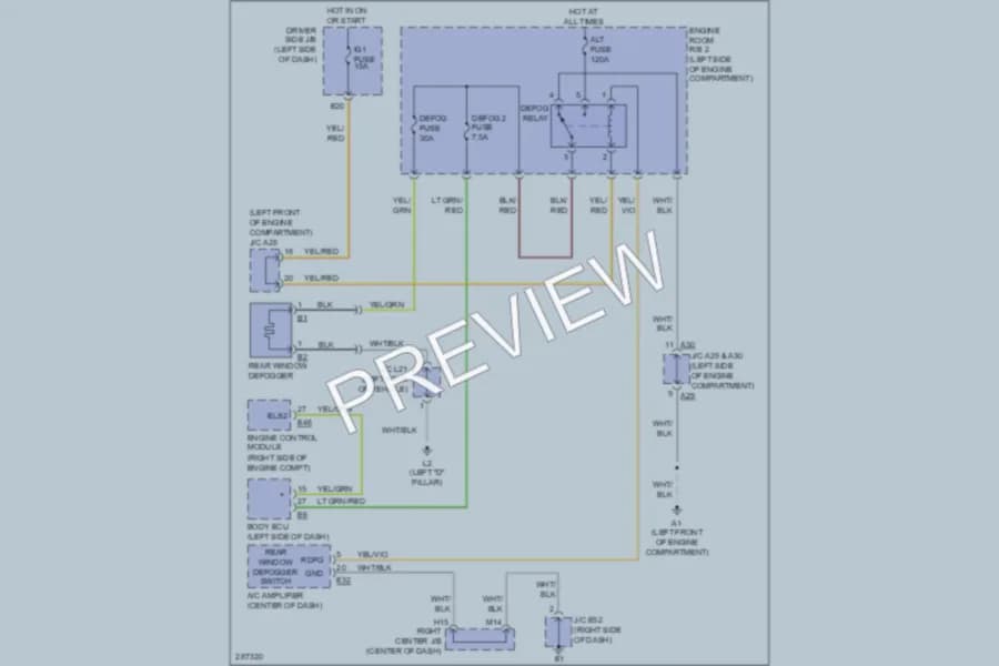 2008 Toyota FJCruiser Defoggers wiring diagram preview