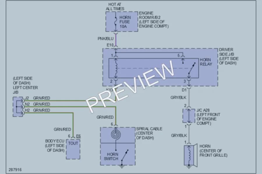 2008 Toyota FJCruiser Horn wiring diagram preview
