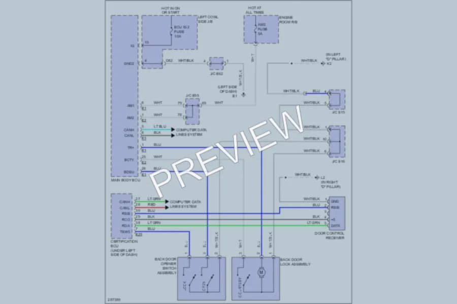 2008 Toyota LandCruiser Trunk Tailgate Fuel Door wiring diagram preview