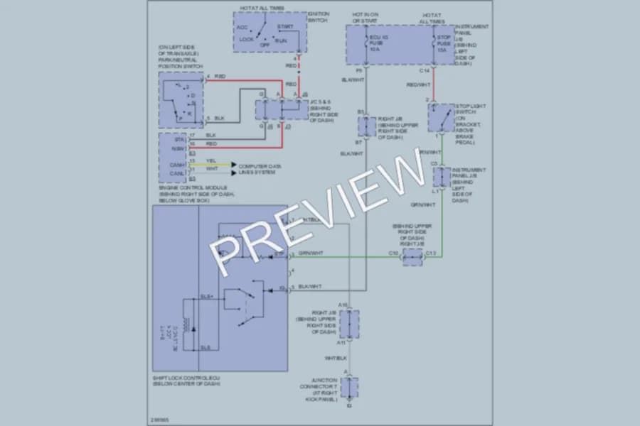 2008 Toyota Matrix Shift Interlock wiring diagram preview