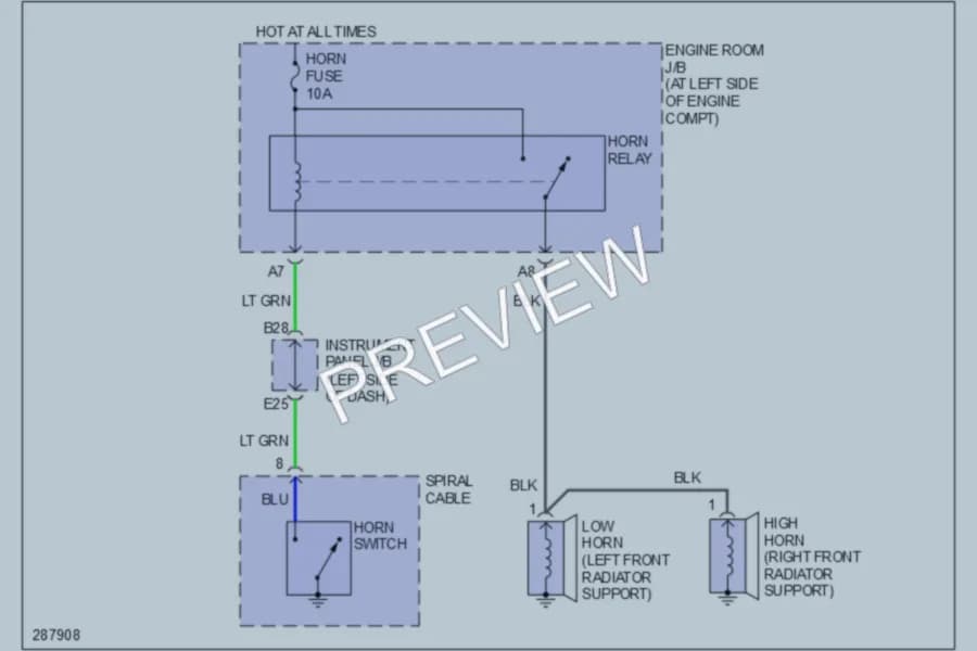 2008 Toyota RAV4 Horn wiring diagram preview