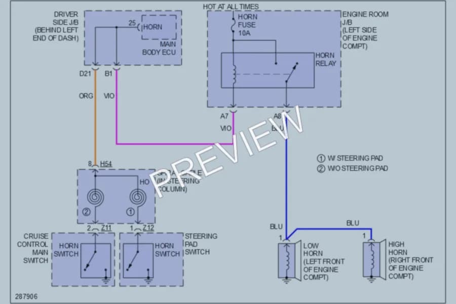 2008 Toyota Sequoia Horn wiring diagram preview