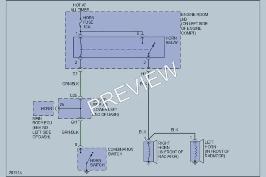 2008 Toyota Solara Horn wiring diagram preview