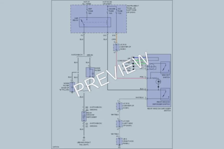 2008 Toyota Yaris Defoggers wiring diagram preview