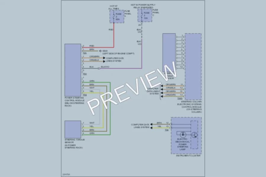 2008 Volkswagen Rabbit Electronic Power Steering wiring diagram preview
