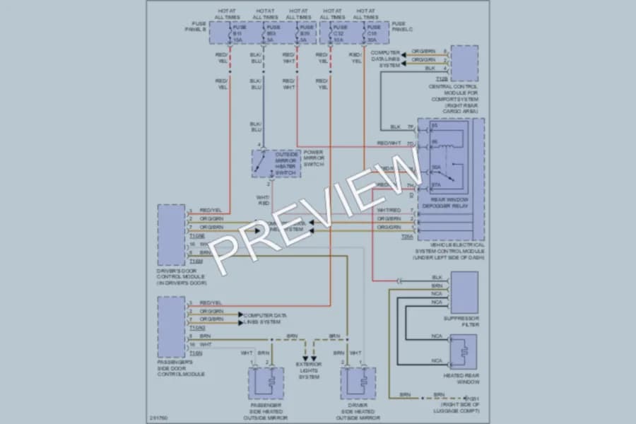 2008 Volkswagen Touareg Defoggers wiring diagram preview