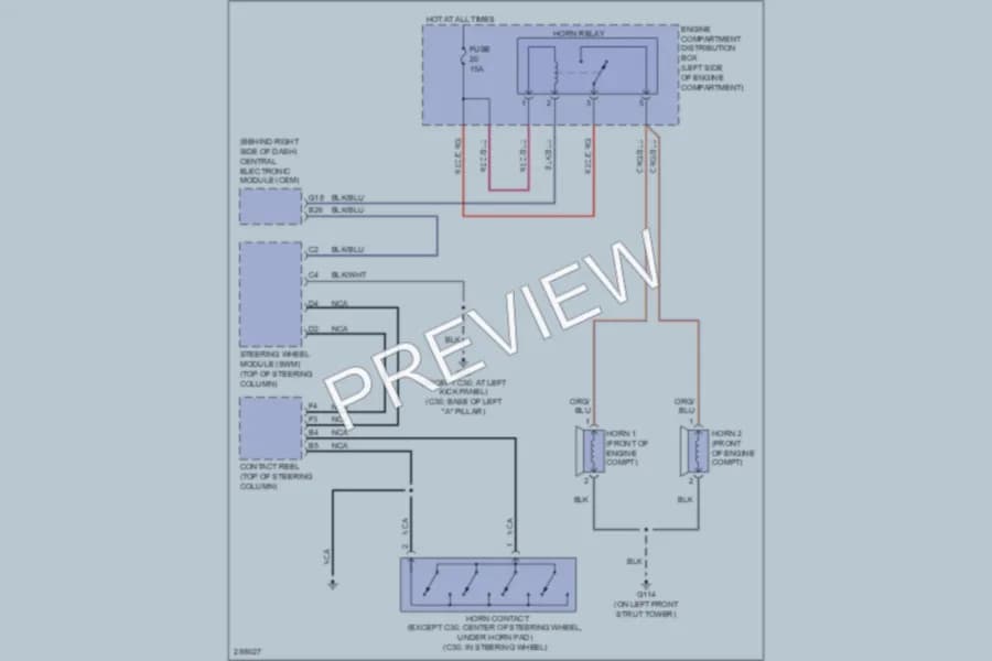 2008 Volvo C30 Horn wiring diagram preview