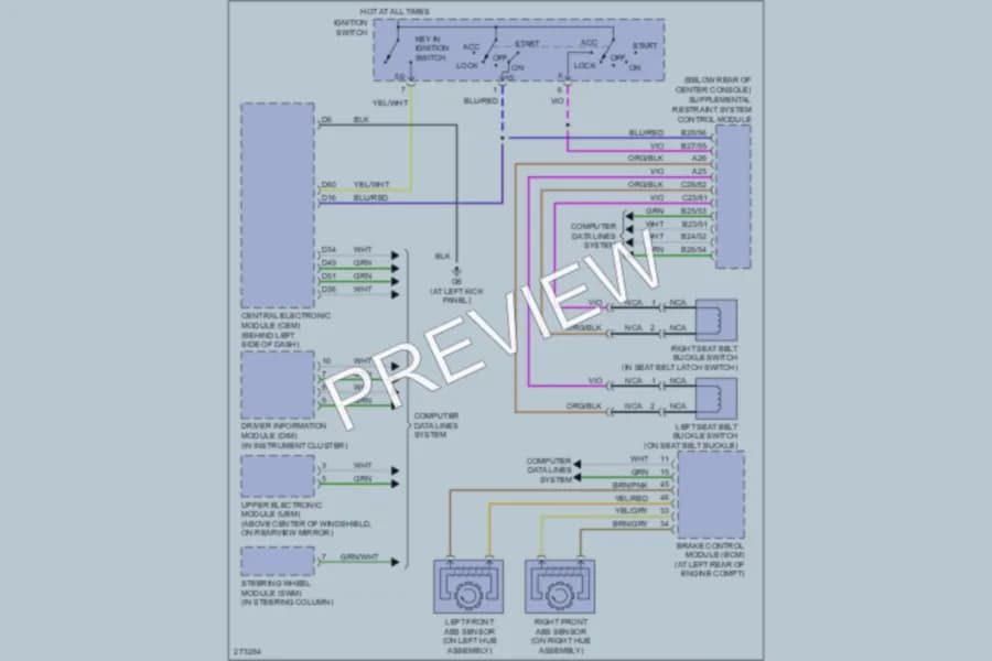 2008 Volvo S60 Warning Systems wiring diagram preview