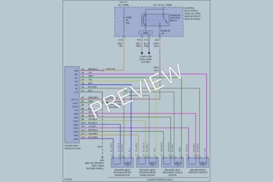 2008 Volvo V50 Memory Systems wiring diagram preview