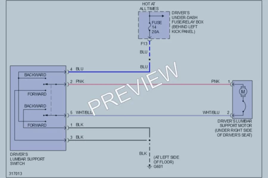 2009 Acura RL Power Seats wiring diagram preview