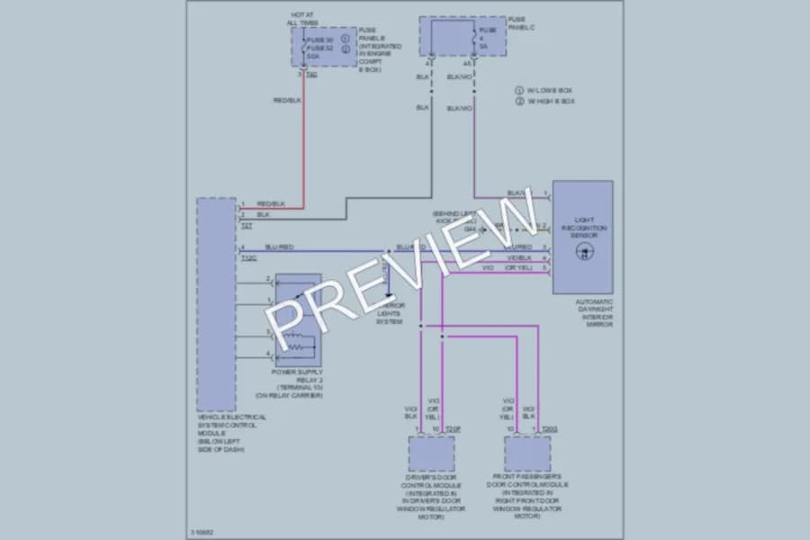 2009 Audi A3 Power Mirrors wiring diagram preview