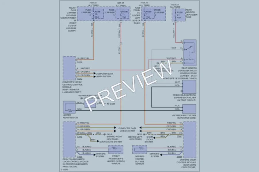 2009 Audi A5 Defoggers wiring diagram preview