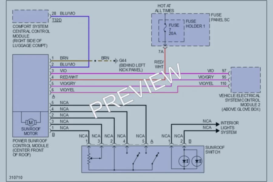 2009 Audi A6 Power Top Sunroof wiring diagram preview