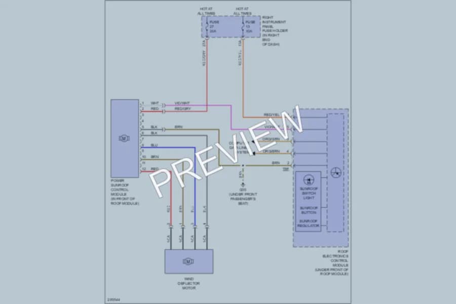 2009 Audi A8L Power Top Sunroof wiring diagram preview