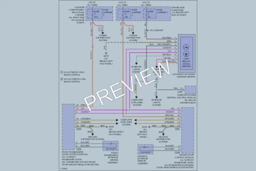 2009 Audi S4 Power Mirrors wiring diagram preview