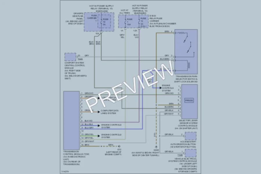 2009 Audi S4 Transmission wiring diagram preview