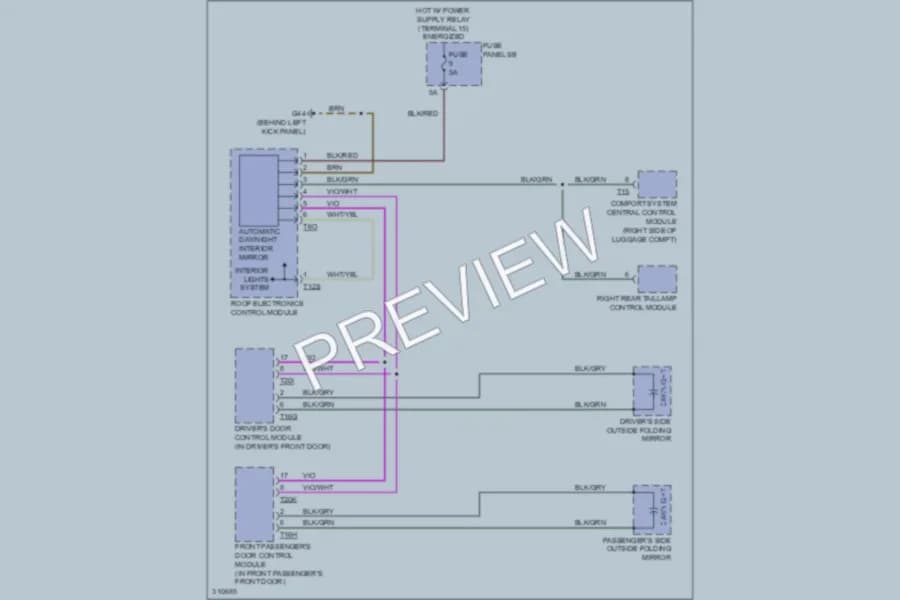 2009 Audi S6 Power Mirrors wiring diagram preview