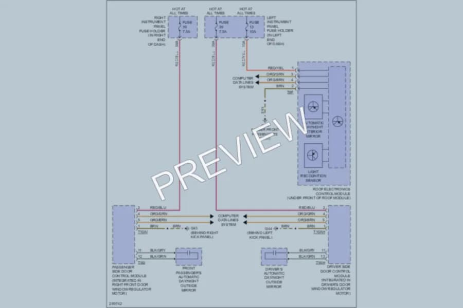 2009 Audi S8 Power Mirrors wiring diagram preview