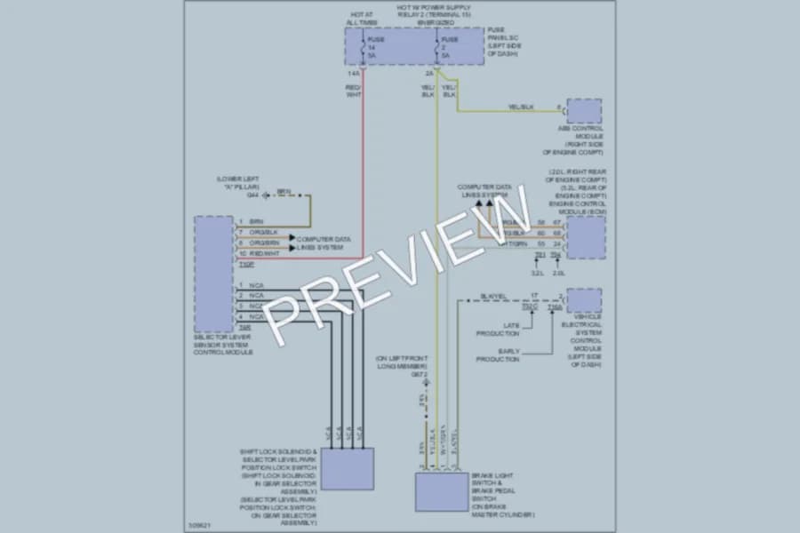 2009 Audi TT Shift Interlock wiring diagram preview