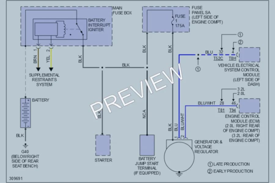 2009 Audi TT Starting Charging wiring diagram preview