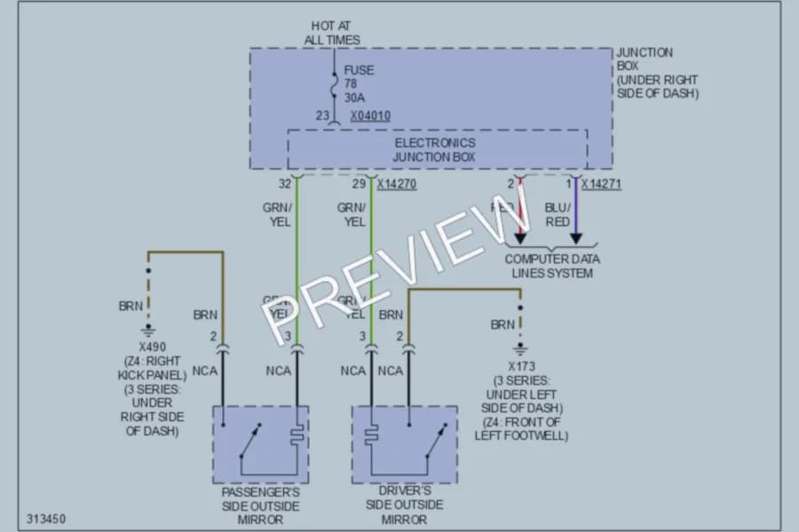 2009 BMW 335d Defoggers wiring diagram preview