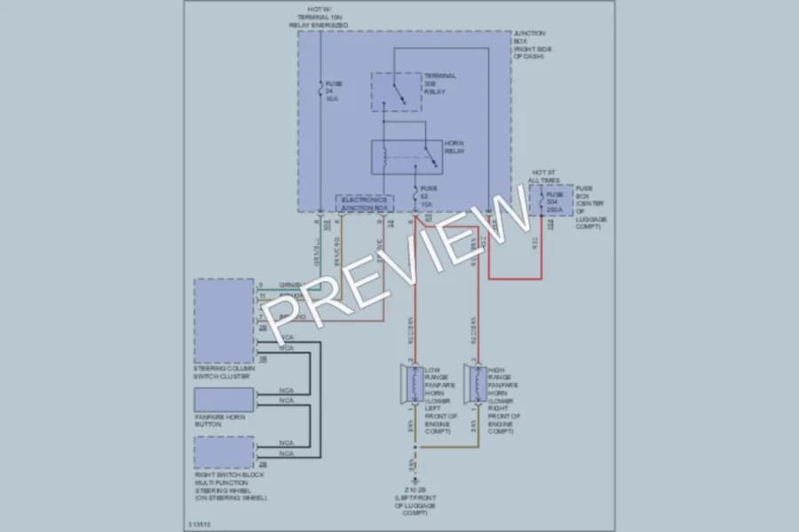 2009 BMW 750i Horn wiring diagram preview