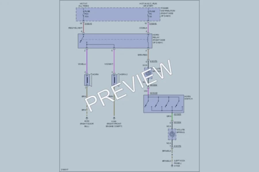 2009 BMW X3 Horn wiring diagram preview