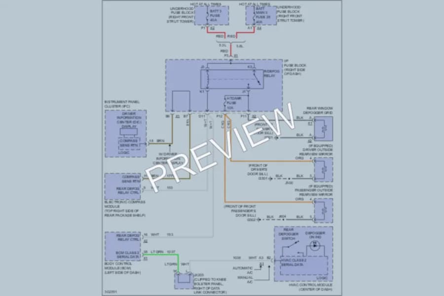 2009 Buick LaCrosse Defoggers wiring diagram preview
